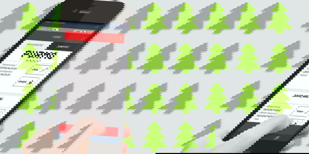 Phone showing delivery processing of Purmo Group products