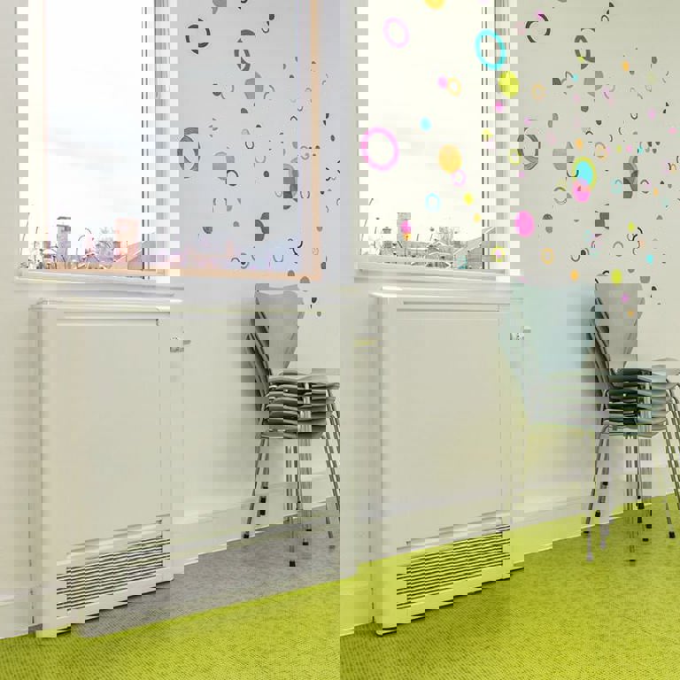 Radiator installed in a hospital room